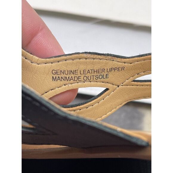 Talbots Women's Sandals 7.5M Genuine Leather Upper Black Cutout Design - Picture 9 of 10